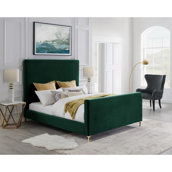 Comfortcorrect 90.2 x 67.3 x 65 in. Velvet Bed, Hunter Green - CO3652870