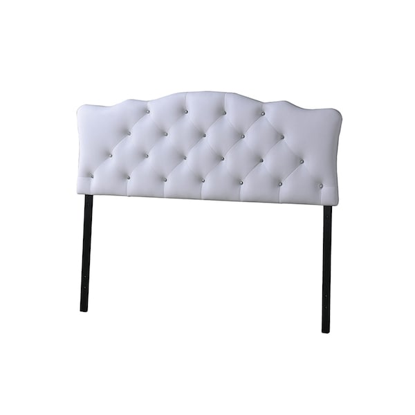 Baxton Studio Rita Queen Size White Faux Leather Upholstered Button-tufted Headboard - 118-6417
