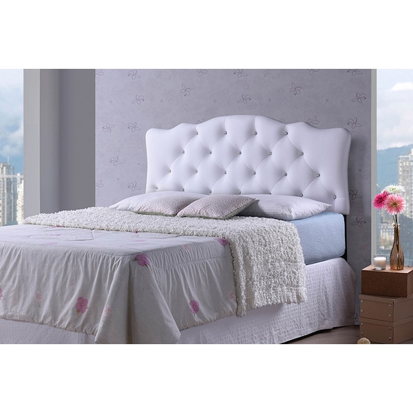 Baxton Studio Rita Queen Size White Faux Leather Upholstered Button-tufted Headboard - 118-6417