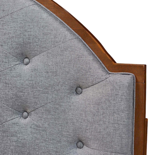 Baxton Studio Madeline Classic and Traditional Grey Fabric and Walnut Brown Finished Wood Queen Size Headboard - 237-12652-ZORO