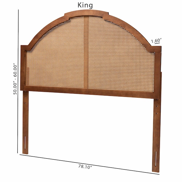 Baxton Studio Madeline Classic and Traditional Ash Walnut Finished Wood King Size Headboard with Rattan - 238-12665-ZORO