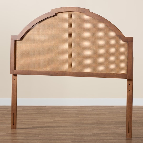 Baxton Studio Madeline Classic and Traditional Ash Walnut Finished Wood King Size Headboard with Rattan - 238-12665-ZORO