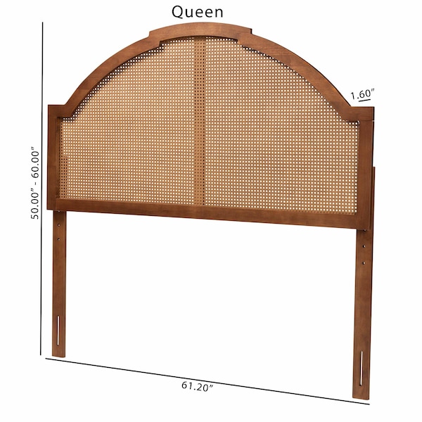 Baxton Studio Madeline Classic and Traditional Ash Walnut Finished Wood King Size Headboard with Rattan - 238-12665-ZORO