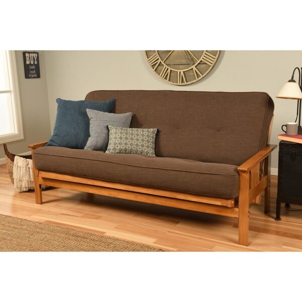 Kodiak Monterey Butternut Futon Frame with Linen Cocoa Mattress - Full Size - KFMOBTLCOCLF5MD3
