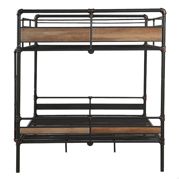 Homeroots 68 x 83 x 65 in. Brantley Queen Size Bunk Bed Sandy Black and amp; Silver - 286143