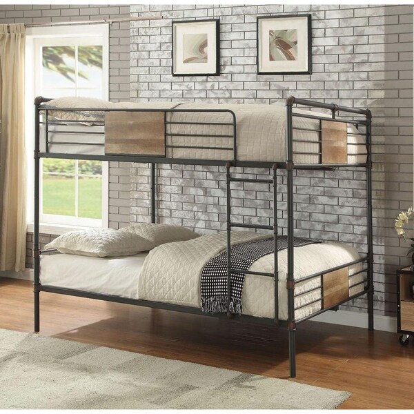 Homeroots 68 x 83 x 65 in. Brantley Queen Size Bunk Bed Sandy Black and amp; Silver - 286143