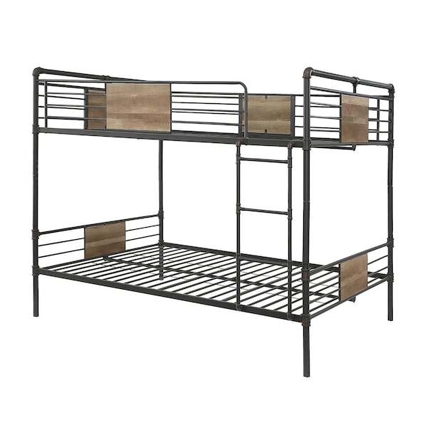 Homeroots 68 x 83 x 65 in. Brantley Queen Size Bunk Bed Sandy Black and amp; Silver - 286143