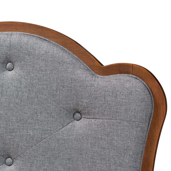 Baxton Studio Leandra Classic and Traditional Grey Fabric and Walnut Brown Finished Wood Queen Size Headboard - 237-12646-ZORO