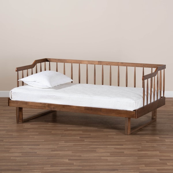 Baxton Studio Muriel Walnut Wood Expandable Twin Size to King Size Spindle Daybed - 167-10739