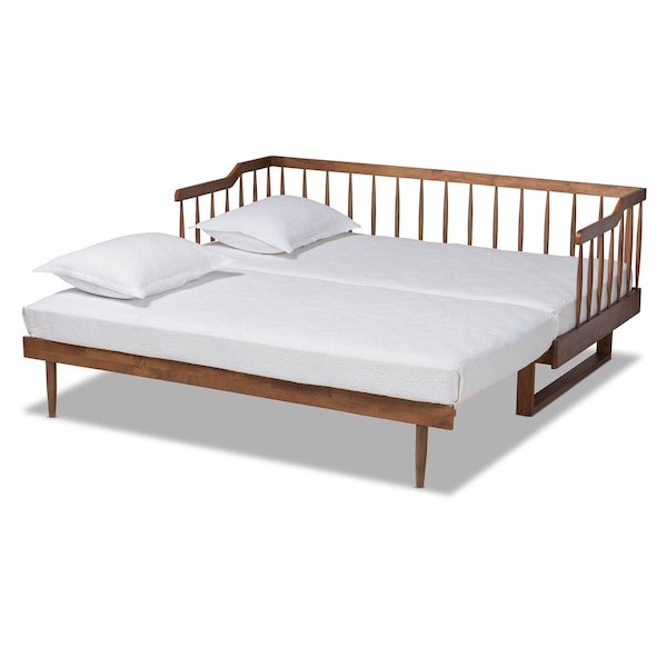Baxton Studio Muriel Walnut Wood Expandable Twin Size to King Size Spindle Daybed - 167-10739