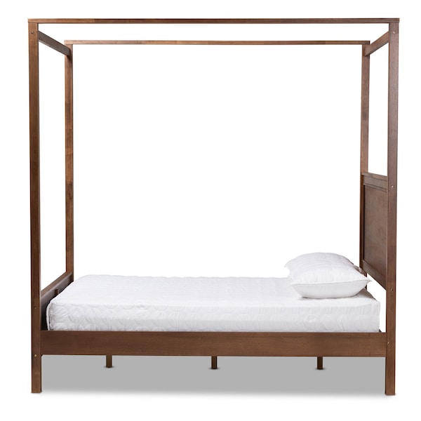 Baxton Studio Veronica Walnut Brown Finished Wood Queen Size Platform Canopy Bed - 165-10718