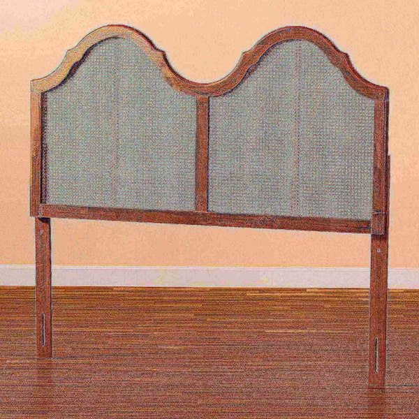 Baxton Studio Hazel Vintage Classic Ash Walnut Finished Wood and Synthetic Rattan Full Size Arched Headboard - 181-11127-ZORO