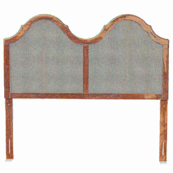 Baxton Studio Hazel Vintage Classic Ash Walnut Finished Wood and Synthetic Rattan Full Size Arched Headboard - 181-11127-ZORO