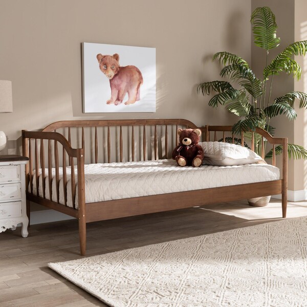 Baxton Studio Parson Classic Mid-Century Walnut Brown Finished Wood Twin Size Daybed - 194-11516-ZORO
