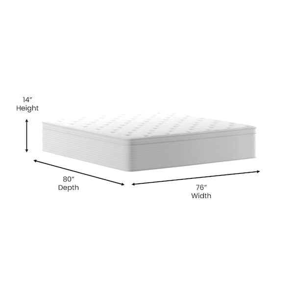 Flash Furniture 14 King Euro Top Memory Foam Hybrid Mattress - CL-LUXET232-14-K-GG