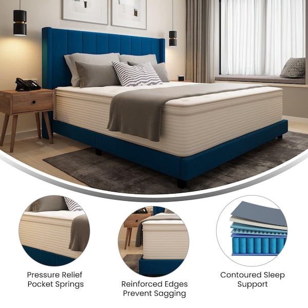 Flash Furniture 14 King Euro Top Memory Foam Hybrid Mattress - CL-LUXET232-14-K-GG
