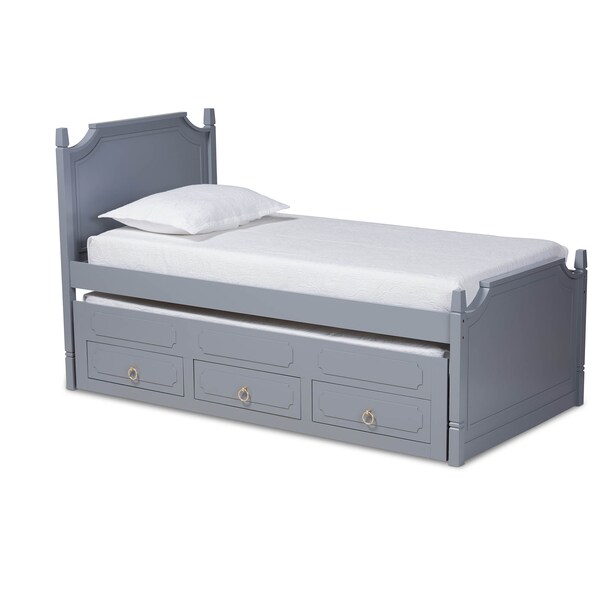 Baxton Studio Mariana Wood Twin Size 3-Drawer Storage Bed with Pull-Out Trundle Bed - 164-10308