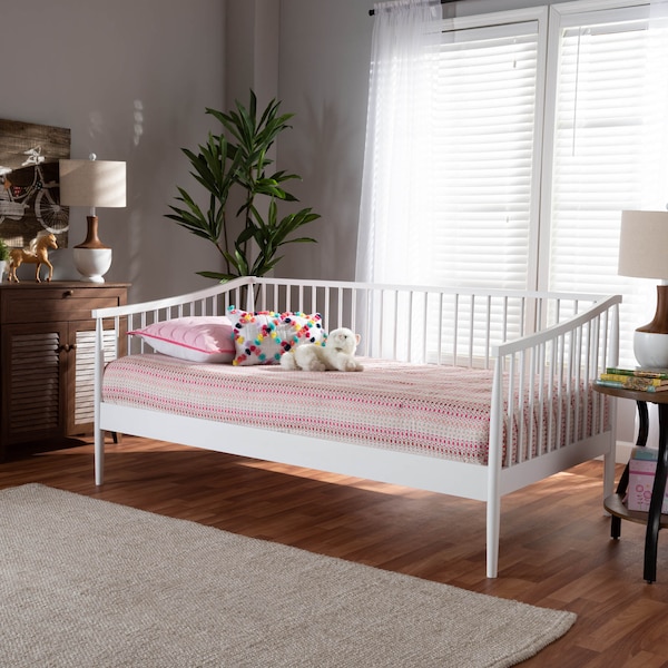 Baxton Studio Renata White Finished Wood Twin Size Spindle Daybed - 158-9645