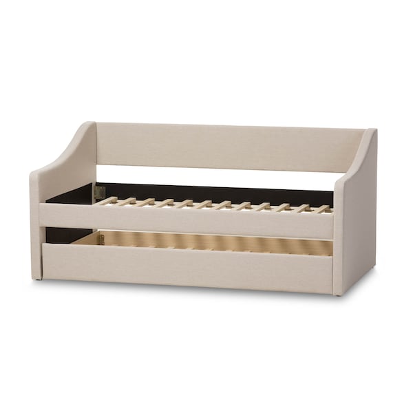Baxton Studio Barnstorm Beige Upholstered Daybed with Guest Trundle Bed - 131-7304