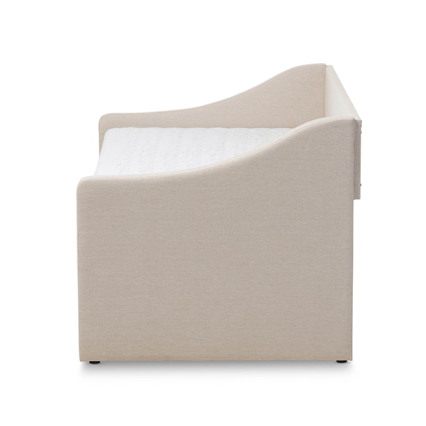 Baxton Studio Barnstorm Beige Upholstered Daybed with Guest Trundle Bed - 131-7304