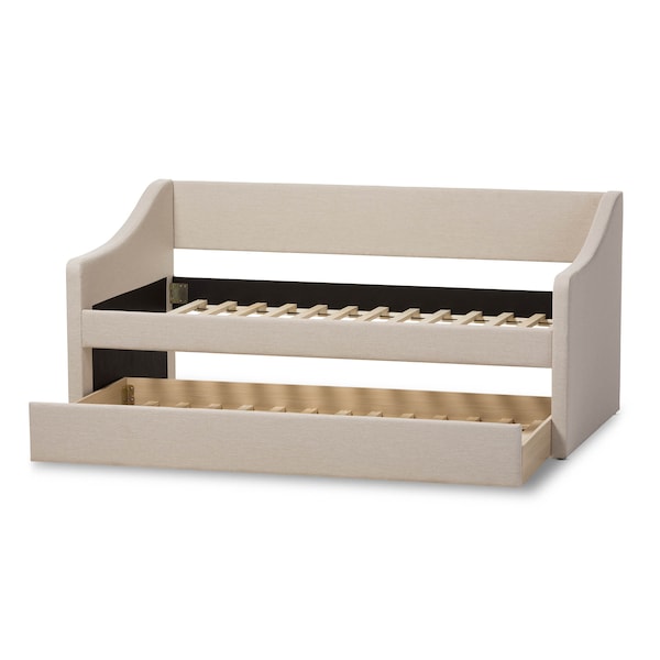 Baxton Studio Barnstorm Beige Upholstered Daybed with Guest Trundle Bed - 131-7304