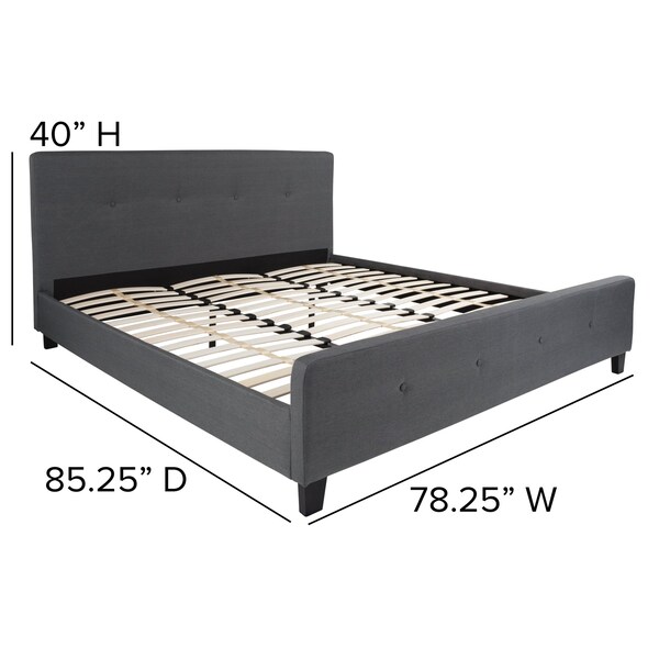 Flash Furniture Platform Bed, Tribeca, King, Dark Gray - HG-32-GG