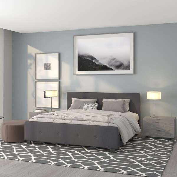 Flash Furniture Platform Bed, Tribeca, King, Dark Gray - HG-32-GG