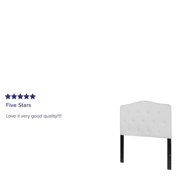 Flash Furniture Cambridge Headboard, Twin Size, White Fbrc - HG-HB1708-T-W-GG