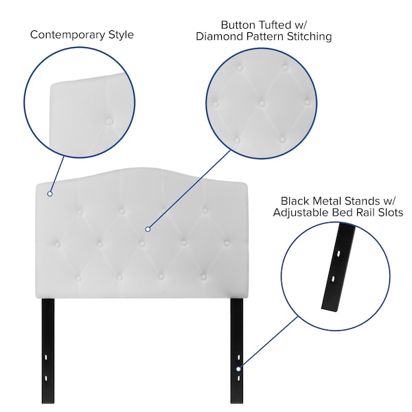 Flash Furniture Cambridge Headboard, Twin Size, White Fbrc - HG-HB1708-T-W-GG
