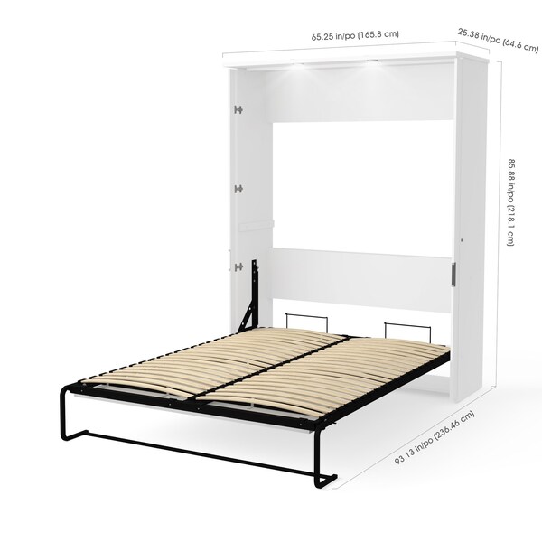 Bestar Lumina 89W Queen Murphy Bed with Storage Cabinet (90W), White - 85888-17