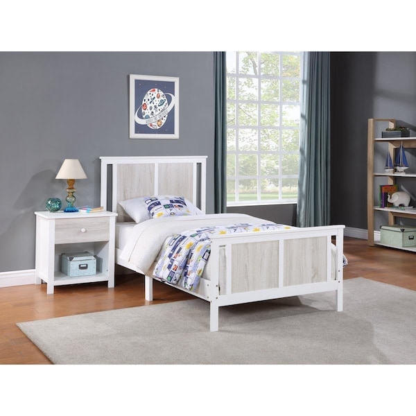Olive & Opie Connelly Reversible Panel Twin Size Bed White & Rockport Gray - 27511-WH
