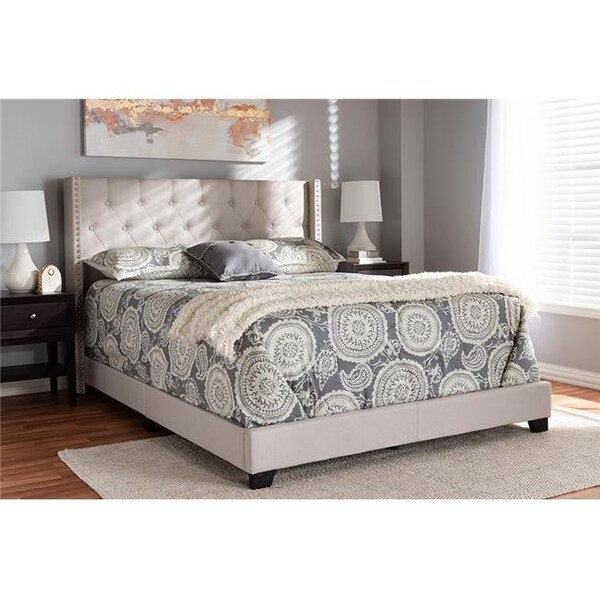 Baxton Studio Baxton Studio Brady-Beige-King Brady Modern & Contemporary Beige Fabric Upholstered Bed - King Size - BRADY-BEIGE-KING