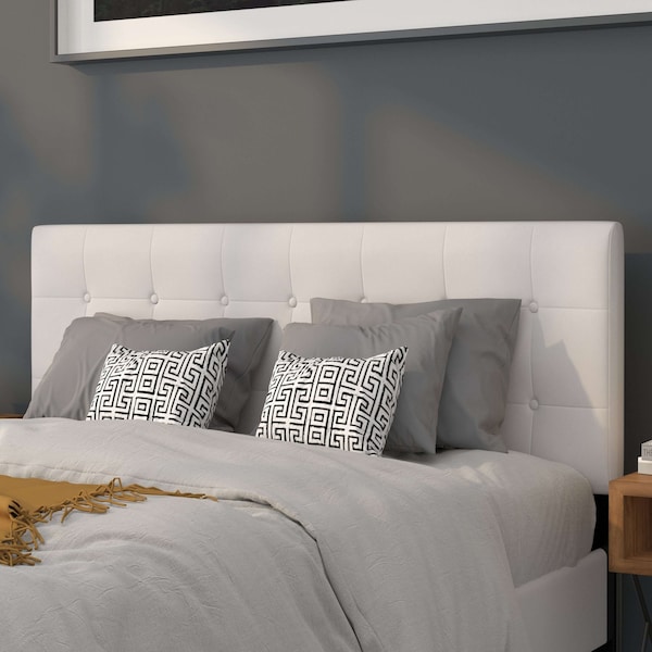 Flash Furniture Headboard, Queen Size, White Vinyl - HG-HB1705-Q-W-GG