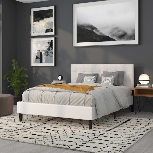 Flash Furniture Headboard, Queen Size, White Vinyl - HG-HB1705-Q-W-GG