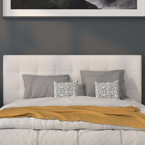 Flash Furniture Headboard, Queen Size, White Vinyl - HG-HB1705-Q-W-GG