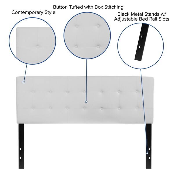 Flash Furniture Headboard, Queen Size, White Vinyl - HG-HB1705-Q-W-GG