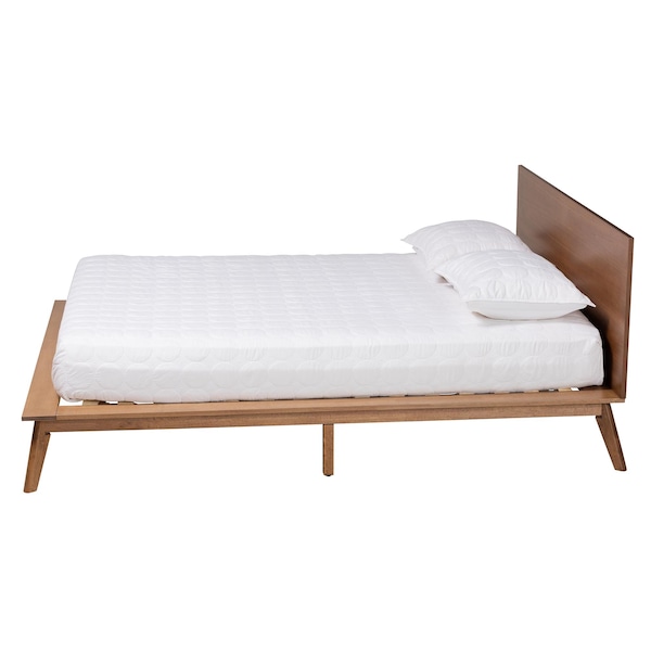 Baxton Studio Wheatley Mid-Century Modern Walnut Brown Finished Wood Queen Size Platform Bed - 235-13244-ZORO
