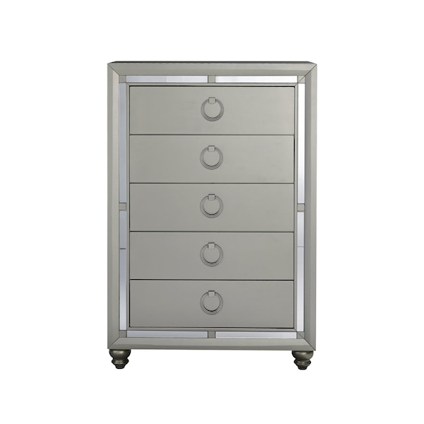 Global Furniture Usa Transitional Glam Mirrored Riley Silver King Bed Group - 2882