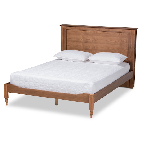 Baxton Studio Danielle Wood Full Size Platform Storage Bed with Built-In Shelves - 164-10662
