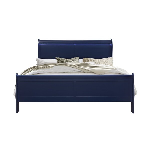 Global Furniture Usa Traditional Glam Rich Blue W /LED Charlie Blue King Bed Group With Led - 2780