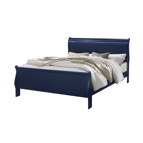 Global Furniture Usa Traditional Glam Rich Blue W /LED Charlie Blue King Bed Group With Led - 2780