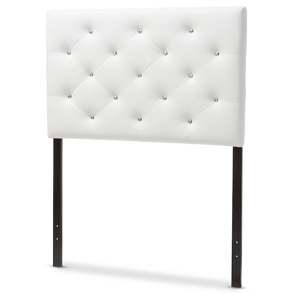 Baxton Studio Viviana White Upholstered Button-Tufted Twin Size Headboard - 125-6973