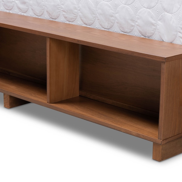 Baxton Studio Cosma Ash Walnut Wood 4-Drawer Queen Size Platform Storage Bed - 173-9435-10669
