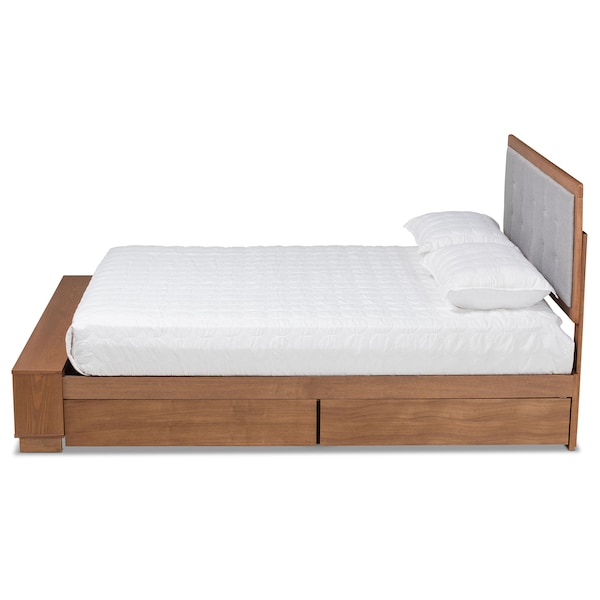 Baxton Studio Cosma Ash Walnut Wood 4-Drawer Queen Size Platform Storage Bed - 173-9435-10669