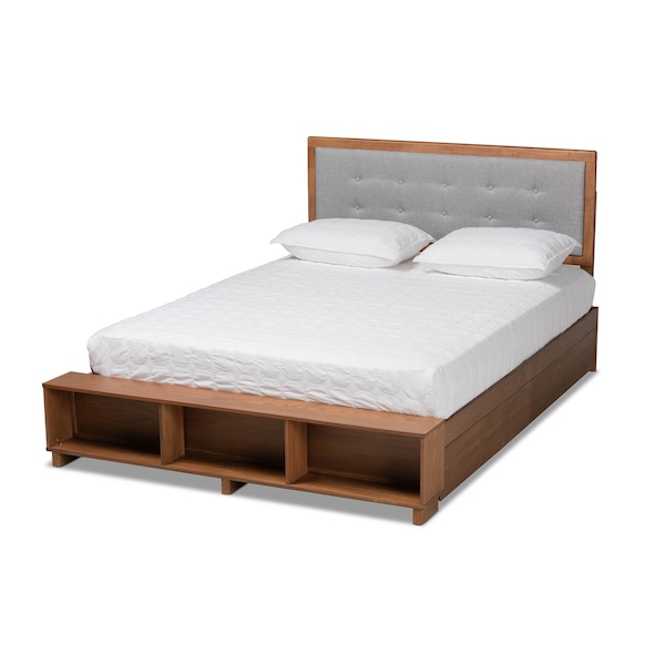 Baxton Studio Cosma Ash Walnut Wood 4-Drawer Queen Size Platform Storage Bed - 173-9435-10669