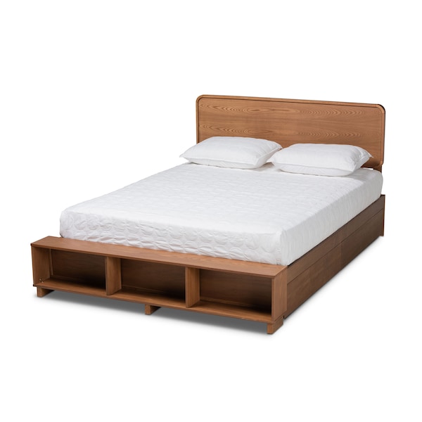 Baxton Studio Vita Ash Walnut Wood 4-Drawer Queen Size Platform Storage Bed - 173-9429-10669