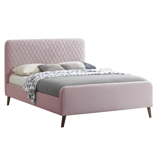 Kd Muebles De Dormitorio Roza Velvet Upholstered Queen Bed with Headboard, Light Pink - KD2207466