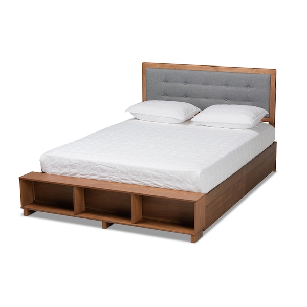 Baxton Studio Cosma Ash Walnut Wood 4-Drawer Queen Size Platform Storage Bed - 173-9432-10669