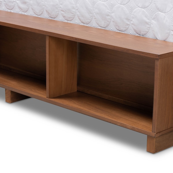 Baxton Studio Cosma Ash Walnut Wood 4-Drawer Queen Size Platform Storage Bed - 173-9432-10669