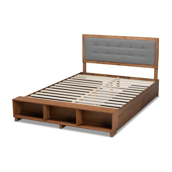 Baxton Studio Cosma Ash Walnut Wood 4-Drawer Queen Size Platform Storage Bed - 173-9432-10669